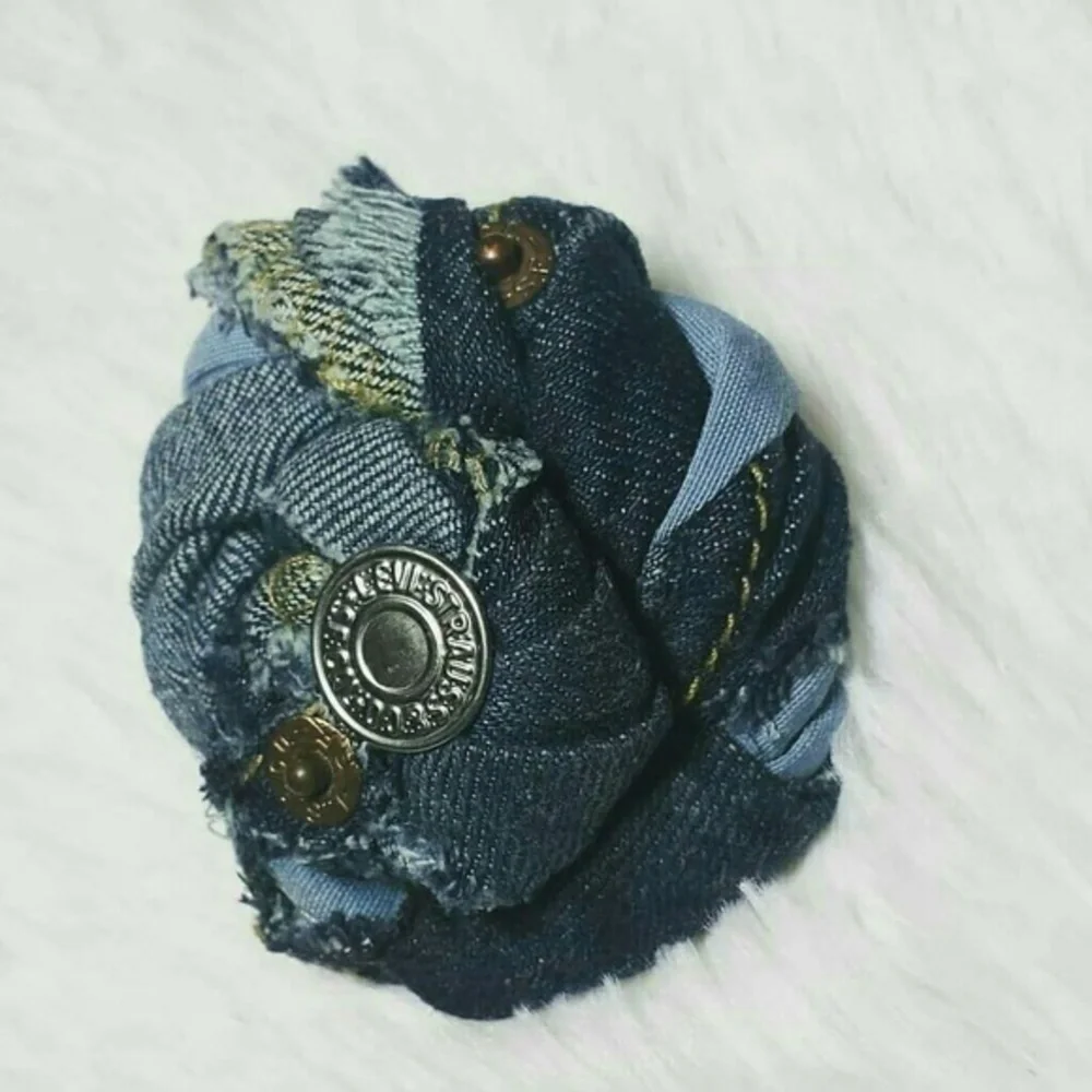 Tasty Raw Edge Levis Strauss Denim Rose Brooch